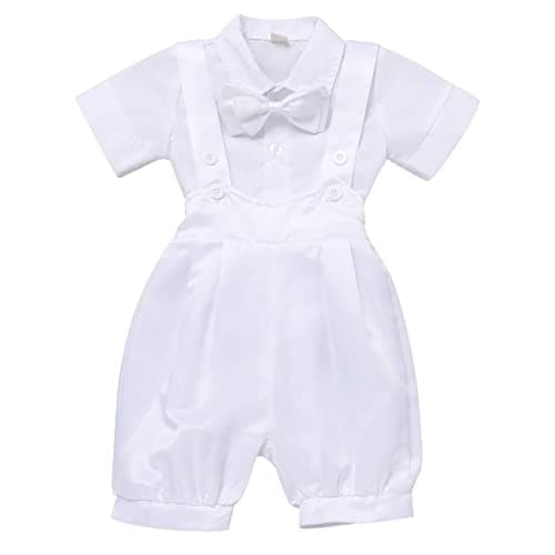 IMEKIS Baby Boy Baptism Suit with Bowtie and Suspenders