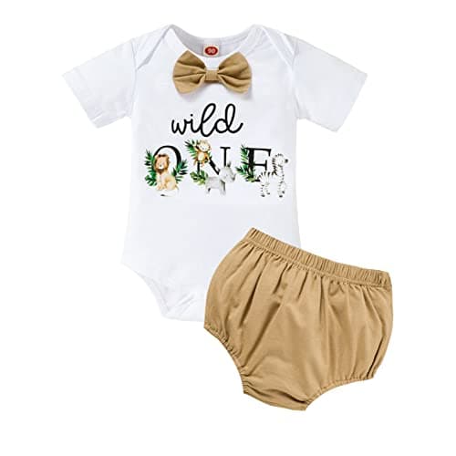 Wild One Romper Bodysuit for Baby Boy's 1st Birthday Party