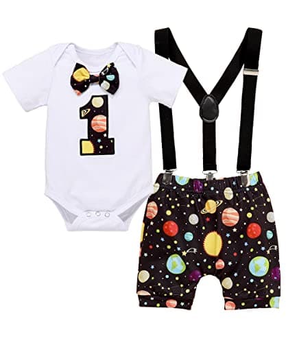 Funny Bowtie One Year Old Boys Romper Bodysuit Set