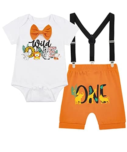 Funny Bowtie One Year Old Boys Romper Bodysuit Set
