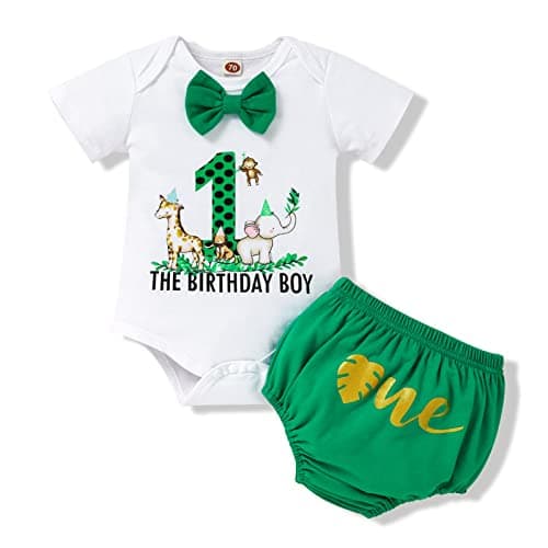 Wild One Romper Bodysuit for Baby Boy's 1st Birthday Party