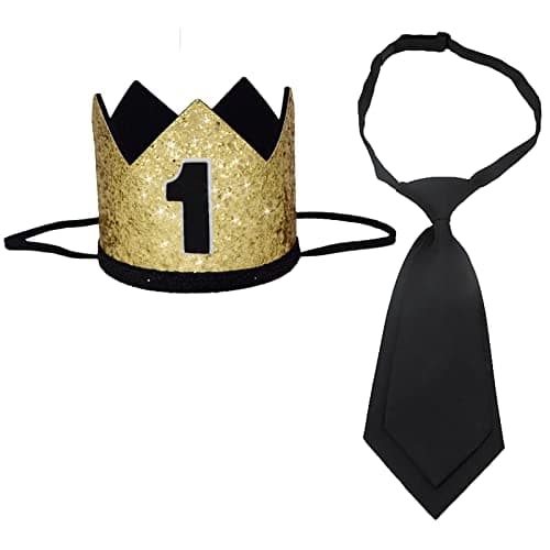 Maticr Glitter First Birthday Crown for Baby Boy Photo Prop