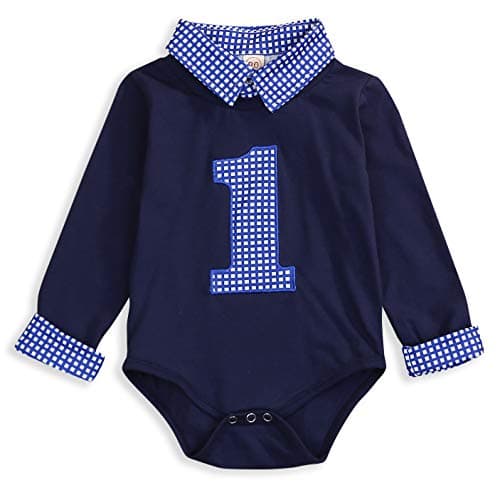 Baby Boy First Birthday Plaid Romper Jumpsuit