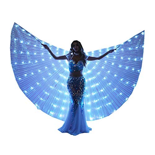 LED Isis Wings Belly Dance Costume with Glow Lights and Sticks