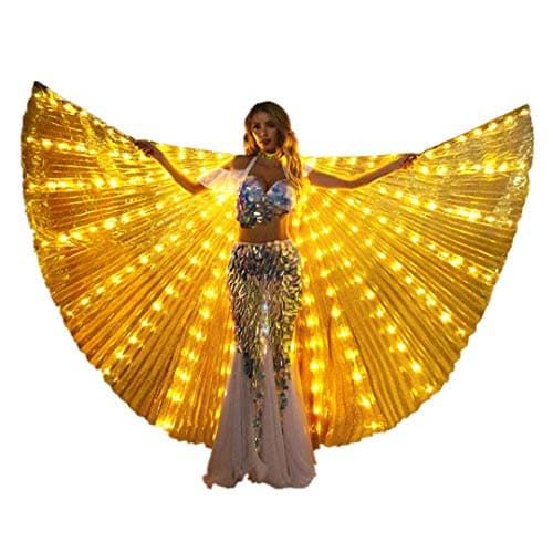LED Isis Wings Belly Dance Costume with Glow Lights and Sticks