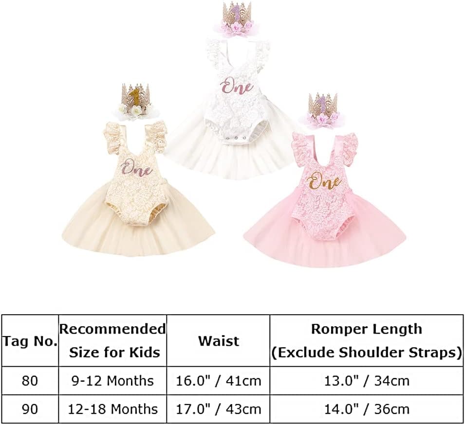 Baby Girl 1st Birthday Outfit Boho One Ruffle Lace Romper Princess Tutu Backless Dress Photoshoot Party Clothes
