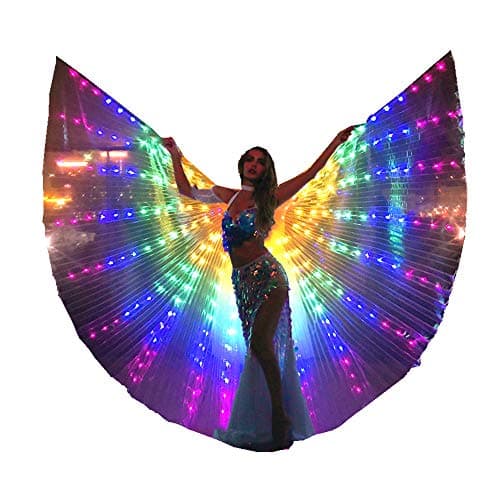 LED Isis Wings Belly Dance Costume with Glow Lights and Sticks