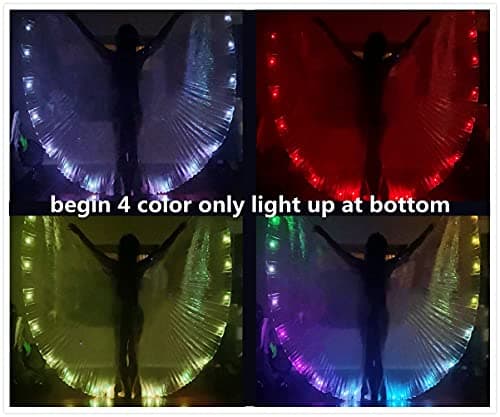 LED Isis Wings Belly Dance Costume with Glow Lights and Sticks