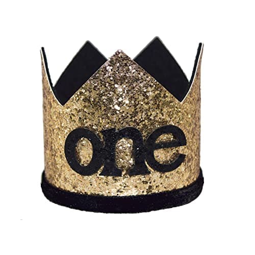 Maticr Glitter First Birthday Crown for Baby Boy Photo Prop