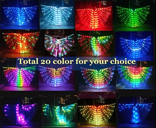 LED Isis Wings Belly Dance Costume with Glow Lights and Sticks