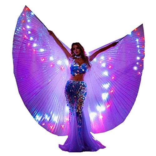 LED Isis Wings Belly Dance Costume with Glow Lights and Sticks