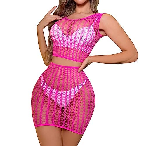 Rainbow Rave Fishnet Costume for Women