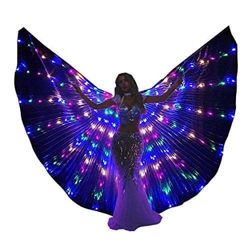 LED Isis Wings Belly Dance Costume with Glow Lights and Sticks