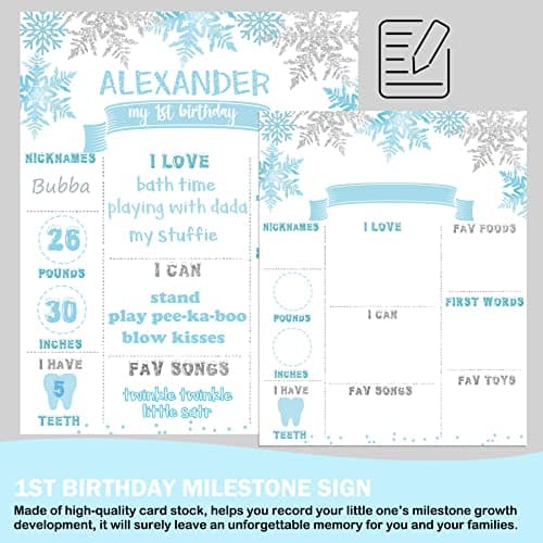 Winter Onederland Blue & Silver 1st Birthday Boy Decorations Highchair Banner