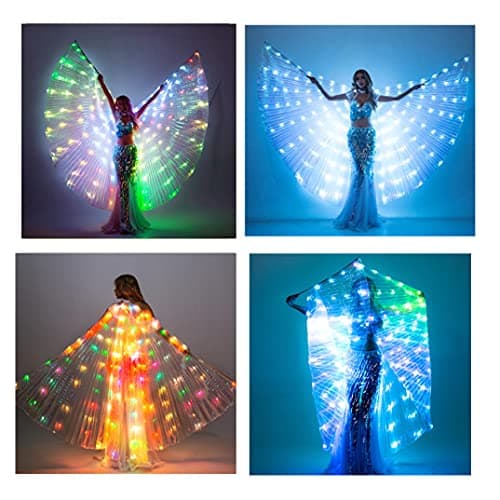 LED Isis Wings Belly Dance Costume with Glow Lights and Sticks