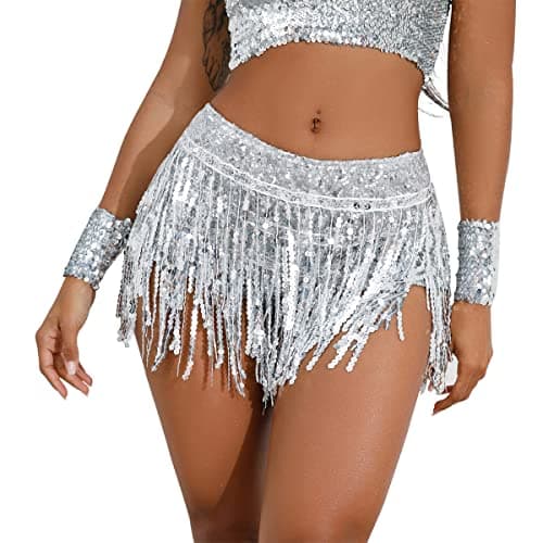 Sequins Tassel Skirts Shorts for Women - Rave Party Booty Dance Music Festival Costume