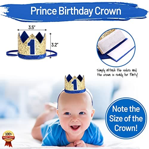 Baby Boy 1st Birthday Decorations - Crown Theme
