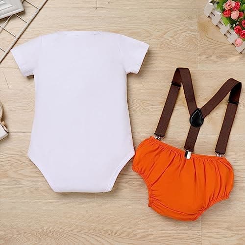 Baby Boy St. Patrick's Day Romper with Green Suspenders