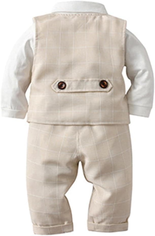 Toddler Baby Boy Christening Outfit Christmas Bowtie Shirt Romper Waistcoat Long Pants Fall Winter Wedding Tuxedo Suit
