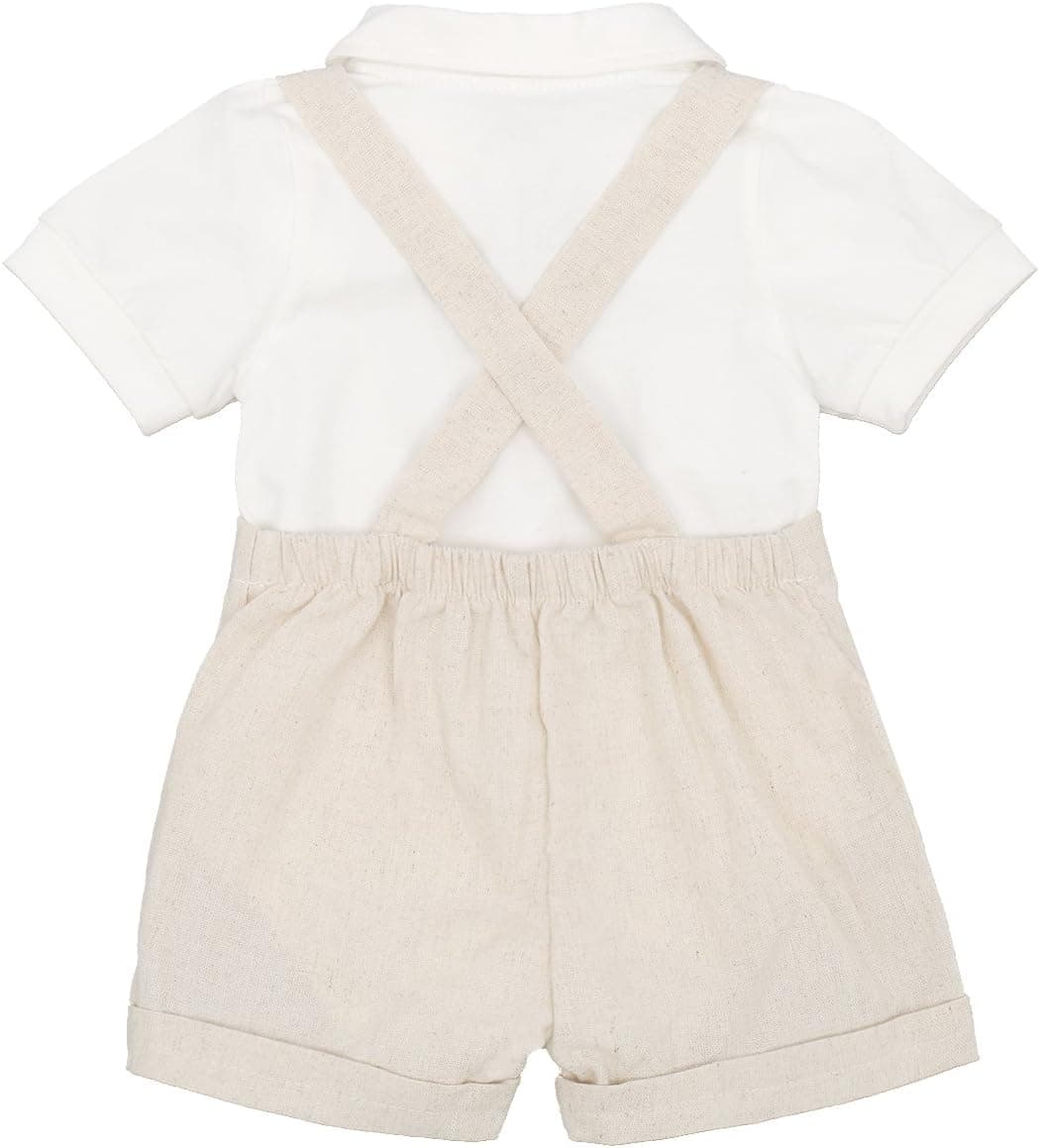 Baby Boys Formal Suit Set Short Sleeve Romper Suspenders Shorts Pants Bowtie Wedding Tuxedo Outfits Cake Smash Clothes