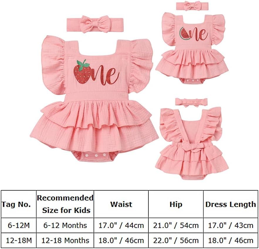 Baby Girl 1st Birthday Outfit Berry Melon One Boho Romper Headband Summer Cake Smash Photo Shoot Clothes