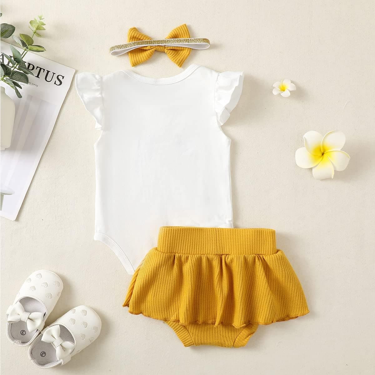 Baby Girl 1st Birthday Outfit First Birthday Clothes One Year Old Birthday Sunflower Skirt Set