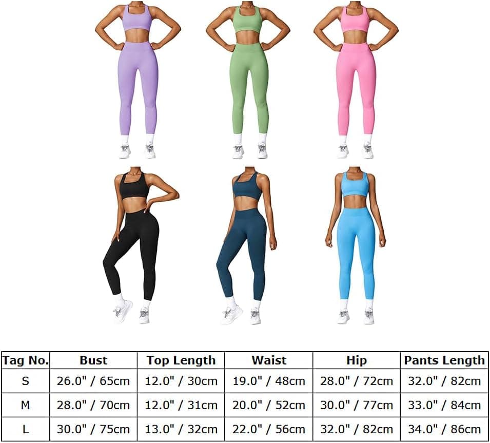 Women Workout Set 2 Piece Strappy Sports Bra High Waist Booty Long Leggings Pants Gym Fitness Clothes Tracksuit