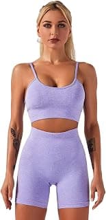 IMEKIS Women Workout Sets Yoga Outfit Seamless Crop Top Bra with High Waist Biker Shorts Tracksuit Exercise Gym Tracksuits