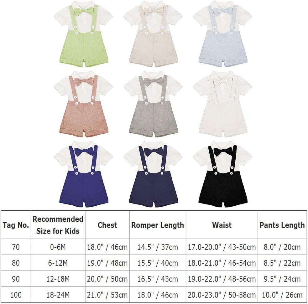 Baby Boys Formal Suit Gentleman Bowtie Romper Suspenders Shorts Wedding Tuxedo Outfit Cake Smash Christening Clothes