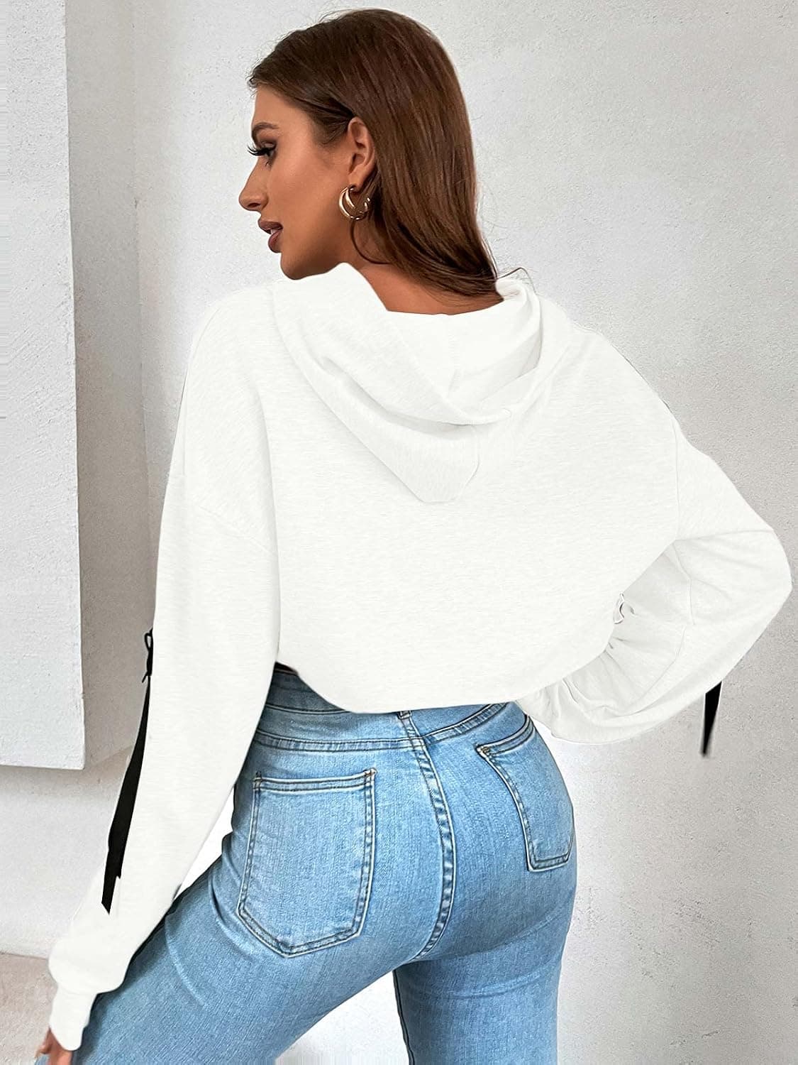 Women Long Sleeve Cropped Super Crop Top Hoodies Sweatshirt Aesthetic Punk Hip Hop Dance Sexy Rave Cloth