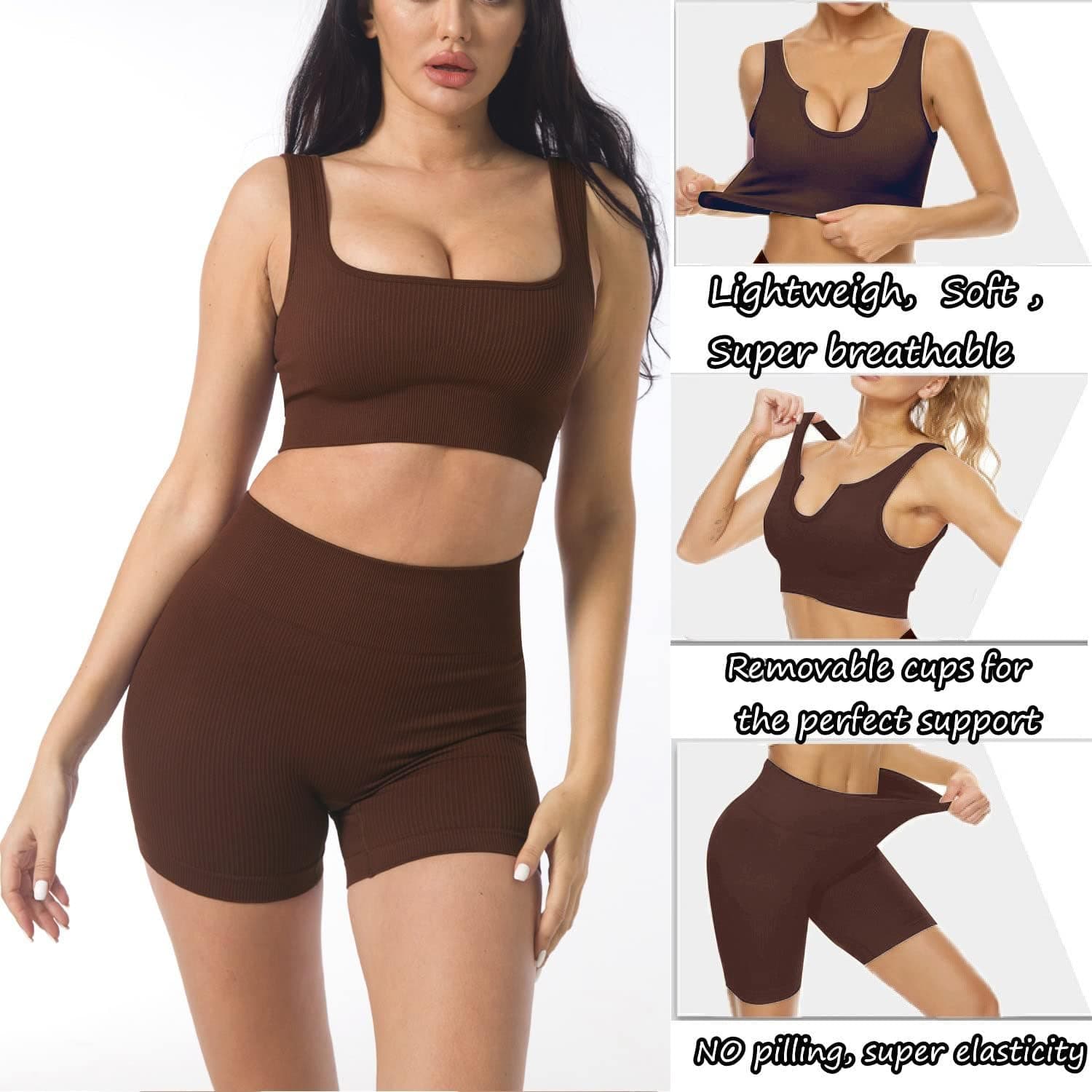 Workout Sets for Women 2 Piece, Cute YOGA Workout Set, Two Piece Workout Outfits,2 Pack