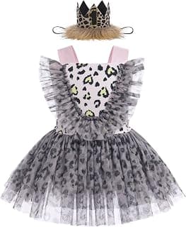 Toddler Baby Girl 1st Birthday Outfit Tulle Romper Princess Tutu Dress Crown Headband Cake Smash Photo Shoot Clothes