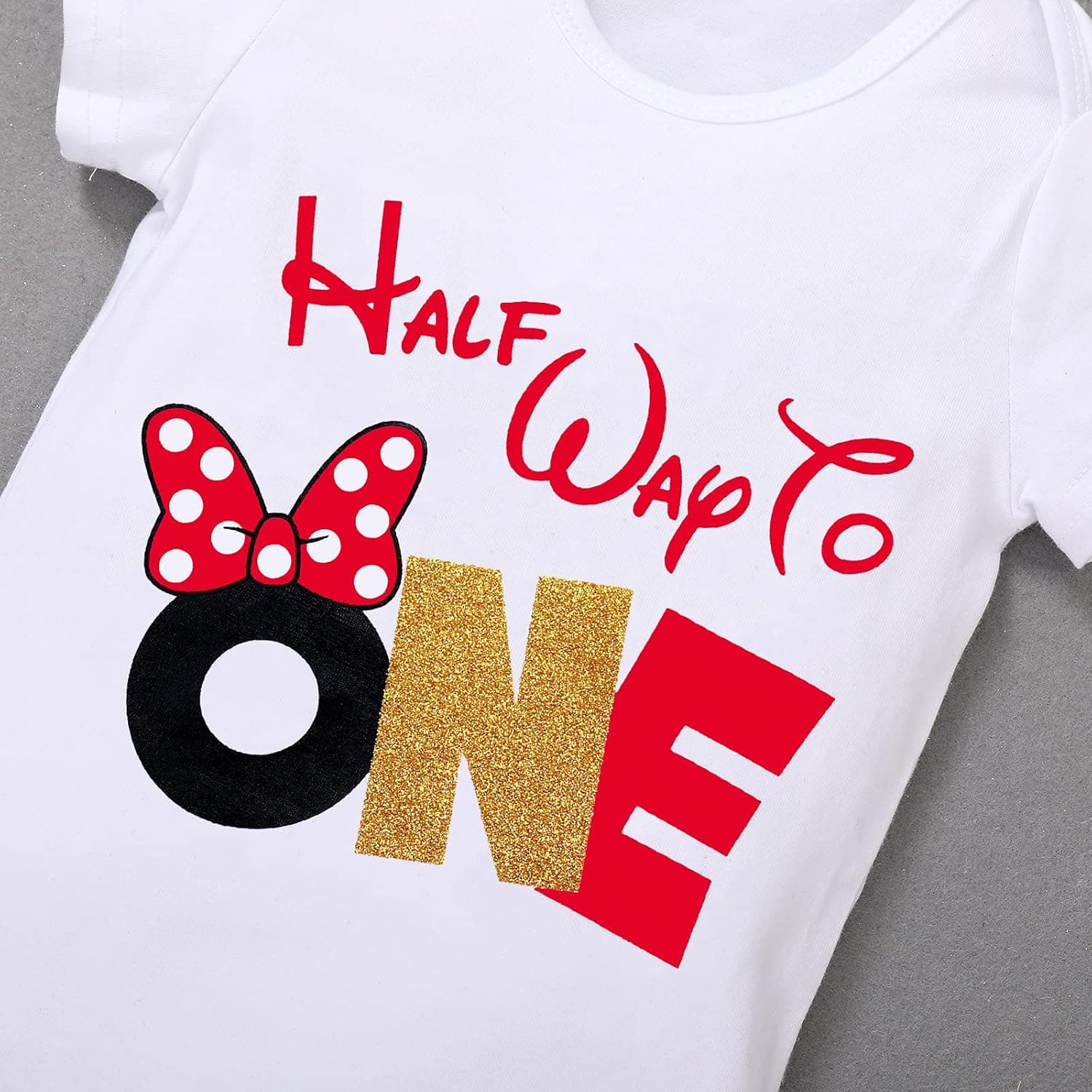 Baby Girls 1st Birthday Outfit Polka Dots ONE Romper Tutu Skirt Mouse Ears Headband Cake Smash Costume for Photo Shoot