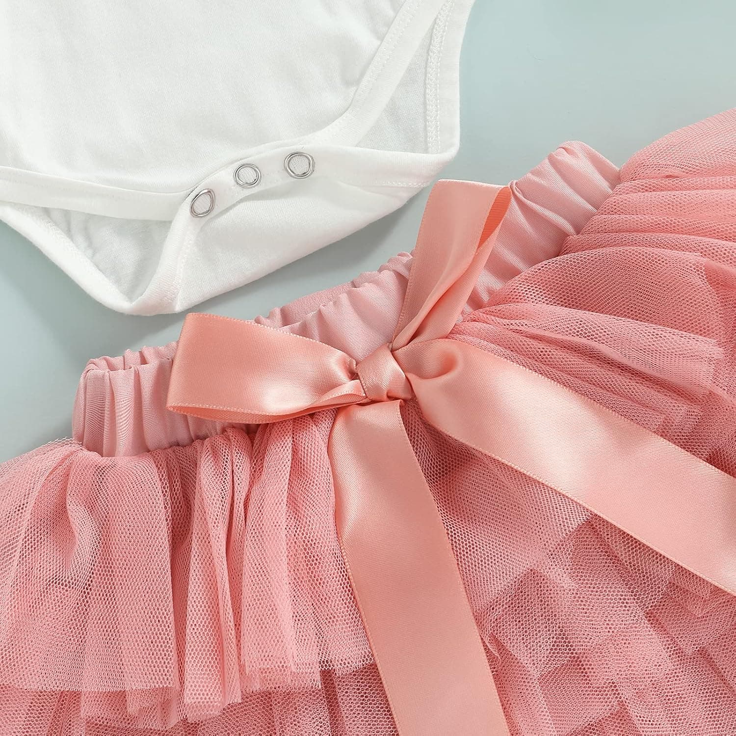 Baby Girl First Birthday Outfit One Fly Sleeve Romper and Tutu Skirts Set with Headband Baby My 1st Birthday Clothes