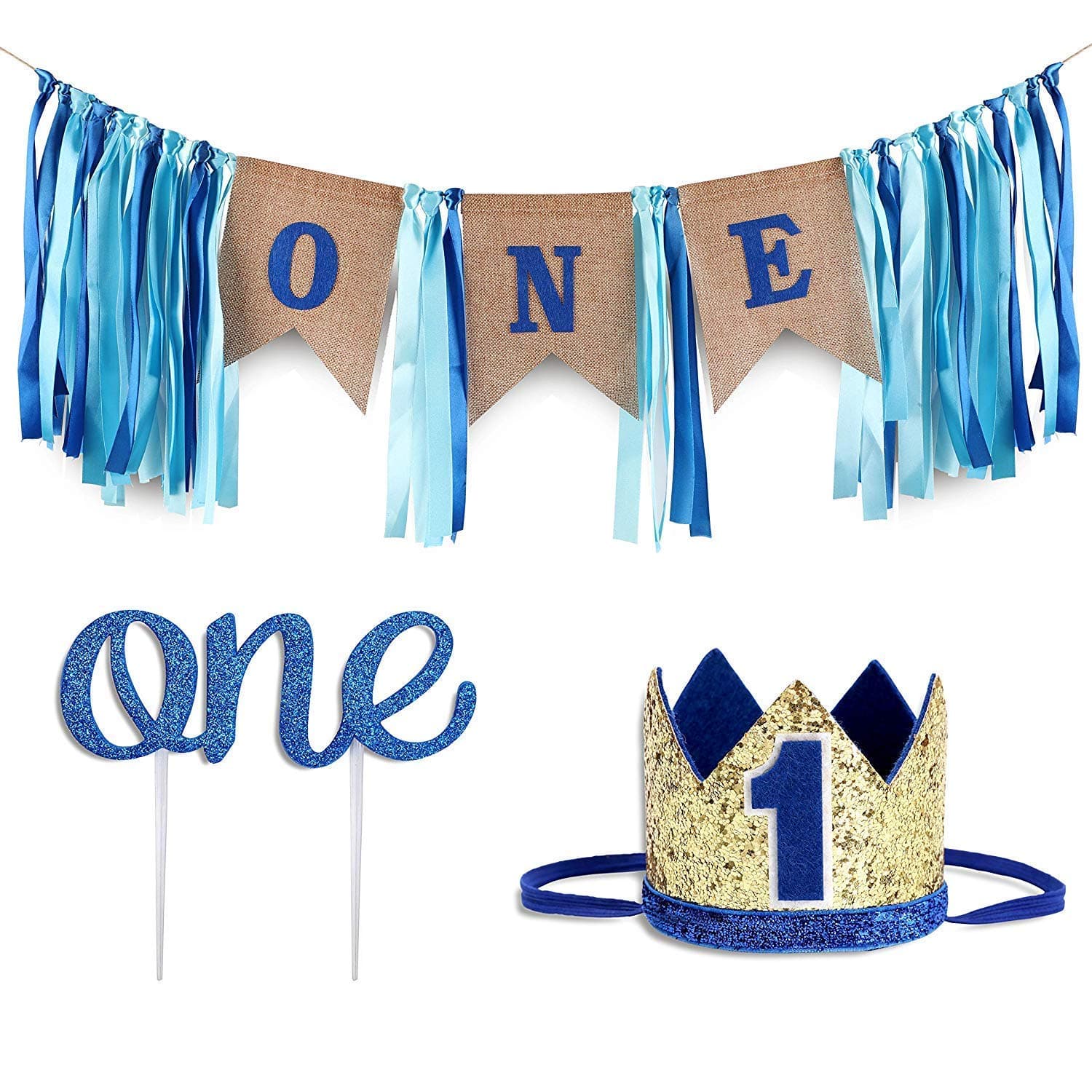 Baby Boy 1st Birthday Decorations - Crown Theme