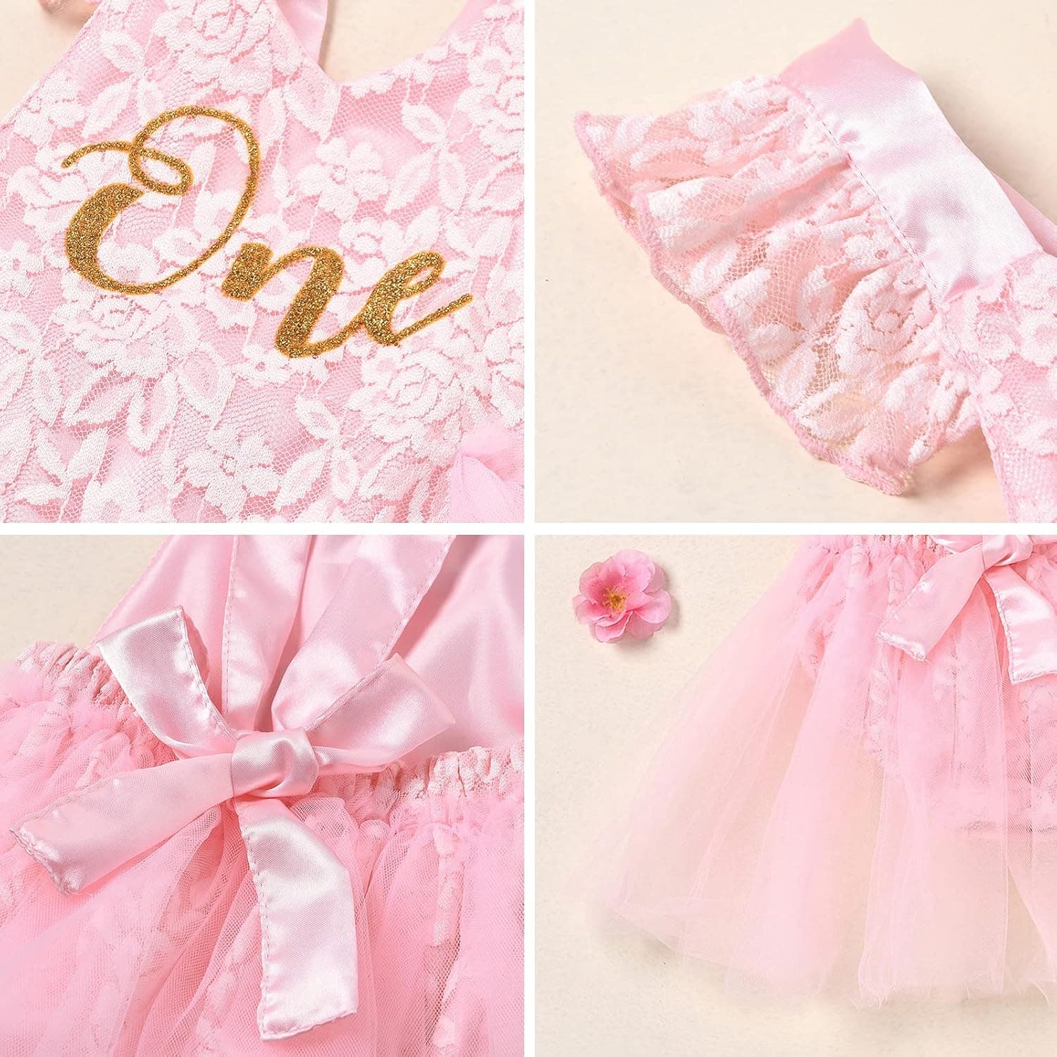 Baby Girl 1st Birthday Outfit Boho One Ruffle Lace Romper Princess Tutu Backless Dress Photoshoot Party Clothes
