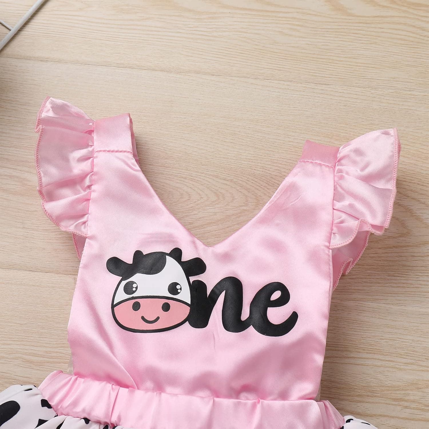 Toddler Baby Girl Farm Cow 1st Birthday Outfit Cow Print Dress with Headband Cake Smash Photo Shoot Clothes Set